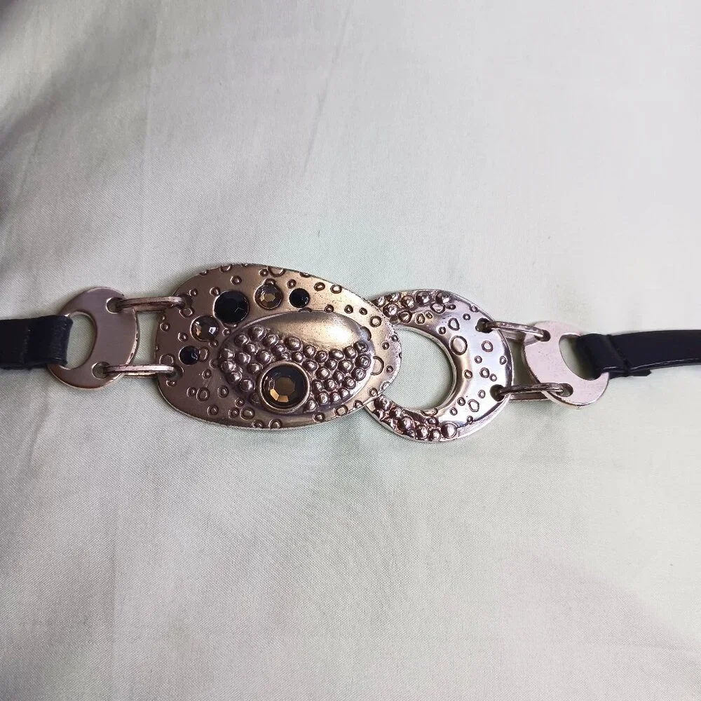 Chico's Vintage Women's Belt Size SM Skinny Buckle Belt Black Leather